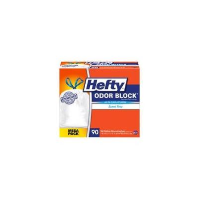 Hefty Odor Block Tall-Kitchen Drawstring Bags, 13gal, White, 90/Box (RFPE83690)