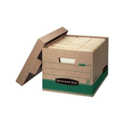 Stor/File Extra Strength Storage Box, Letter/Legal, Kraft/Green, 12/Carton, Wood