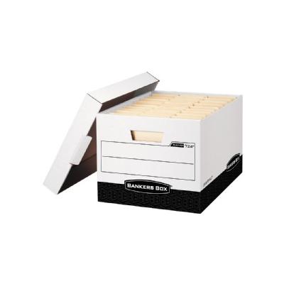 R-Kive Max Storage Box, Legal/Letter, Locking Lid, White/Black, 12/Carton