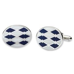 Blue and White Enamel Cuff Links, One Size , White