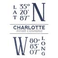 Charlotte North Carolina Latitude and Longitude (Blue) (36x54 Giclee Gallery Art Print Vivid Textured Wall Decor)