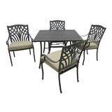 Darby Home Co Verdi 5 Piece Outdoor Dining Set w/ Cushions Wood/Metal in Brown | 28.15 H x 41.93 W x 41.93 D in | Wayfair DBYH2214 34607909