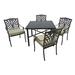 Darby Home Co Verdi 5 Piece Outdoor Dining Set w/ Cushions Wood/Glass in Brown | 28.54 H x 39.37 W x 39.37 D in | Wayfair DBYH2225 34607920