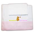 Zigozago - Baby Bedding Set Crib cot pram Linen Embroidered Sheets Little Bear; Size: Crib/pram 75 x 90 cm; Color: Pink