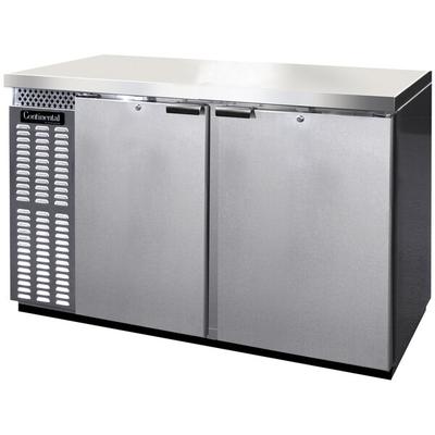 Continental Refrigerator BB59SNSSPT 59" Stainless Steel Shallow Depth Pass-Through Back Bar Refrigerator