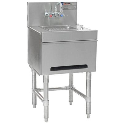 Eagle Group HSD18-19 Spec-Bar® 20 Gauge Stainless Steel Hand Sink with Soap Dispenser, Paper Towel Dispenser, and Wall Mount Faucet - 18" x 19"