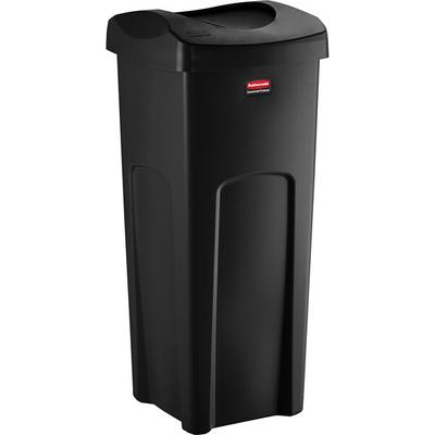 Rubbermaid® 6903569BKKIT Untouchable 92 Qt. / 23 Gallon Black Square Trash Can with Drop Shot Lid
