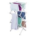 mDesign Pull-Out Clothes Dryer- Drying Rack With 3 Levels - Space-Saving Clothes Horse for Laundry Room and Household - Made of Sturdy Metal With Plastic Rods - White/Grey