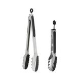 Ergo Chef 2 Piece Black Duo Kitchen Tongs Set Stainless Steel/Silicone in Black/Gray | Wayfair 2122
