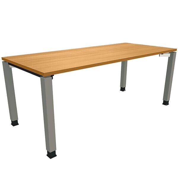 fm Büromöbel Manuell höhenverstellbarer Schreibtisch »Oldenburg« 180 cm 4-Fuß Quadratrohr braun, 180x82x80 cm