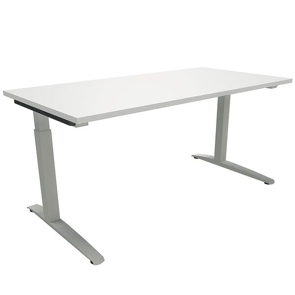 fm Büromöbel Manuell höhenverstellbarer Schreibtisch »Oldenburg« 160 cm C-Fuß Quadratrohr grau, 160x85x80 cm