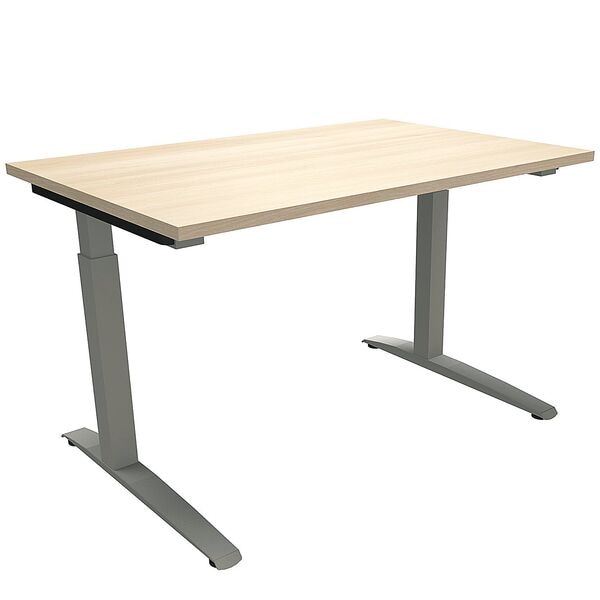 fm Büromöbel Manuell höhenverstellbarer Schreibtisch »Sidney« 120 cm C-Fuß Quadratrohr braun, 120x85x80 cm