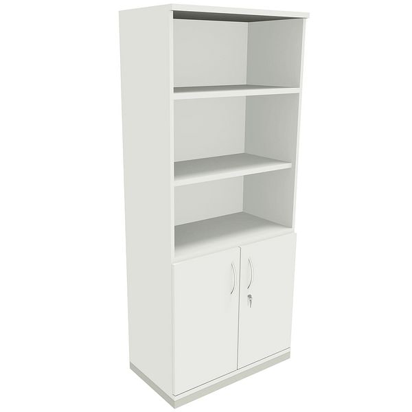 fm Büromöbel Kombischrank »Sidney« 5 OH 3 offene Fächer 2 Türen weiß, 80x186.9x44.2 cm Image