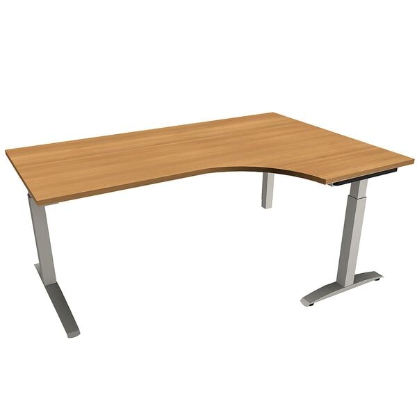 fm Büromöbel Winkelschreibtisch rechts »Oldenburg« 180 cm breit 65-85 hoch braun, 180x85x80 cm