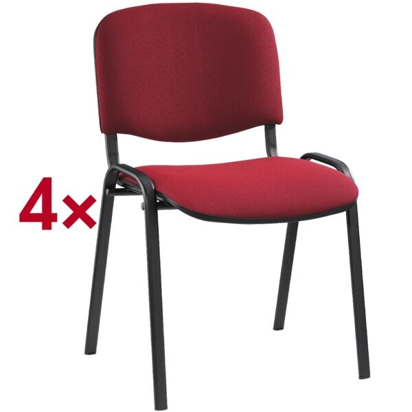 Nowy Styl 4er-Set Stapelstühle »ISO 4L« schwarzes Gestell rot, 47.5x45 cm