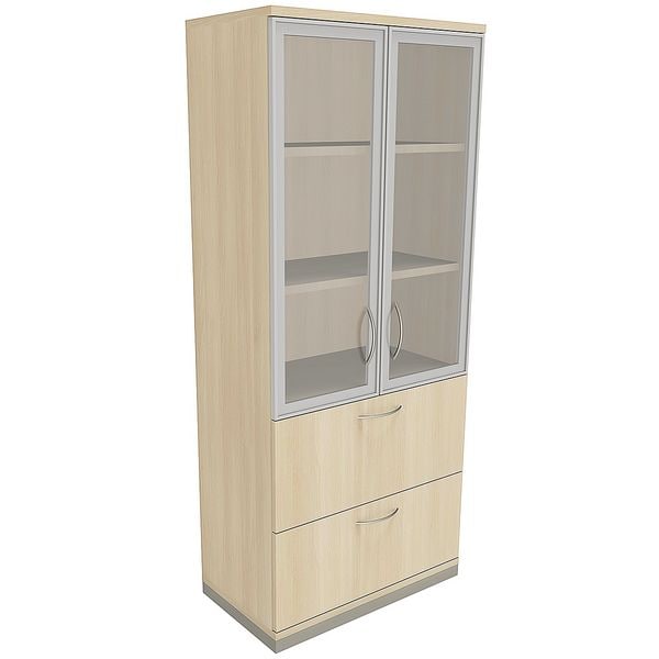 fm Büromöbel Kombischrank »Sidney« 5 OH 2 Hängeregister 2 Acrylglastüren braun, 80x186.9x44.2 cm Image