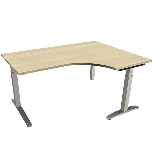 fm Büromöbel Manuell höhenverstellbarer Winkelschreibtisch rechts »Sidney« 160 cm C-Fuß Quadr königsahorn, 160x85x80 cm
