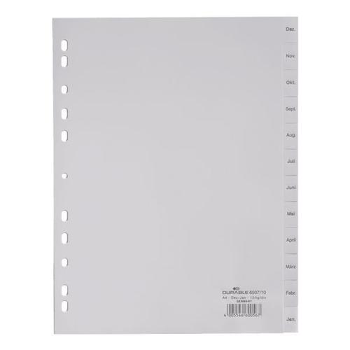 Kunststoffregister Dez.-Jan. A4 grau, Durable, 22.8×29.7 cm