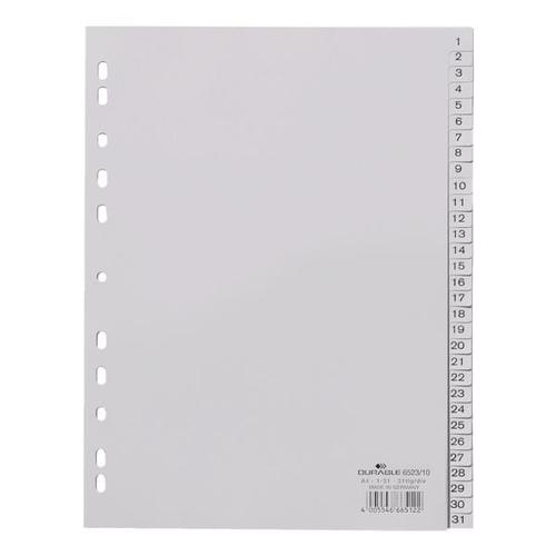 Kunststoffregister 1-31 A4 grau, Durable, 22.8×29.7 cm