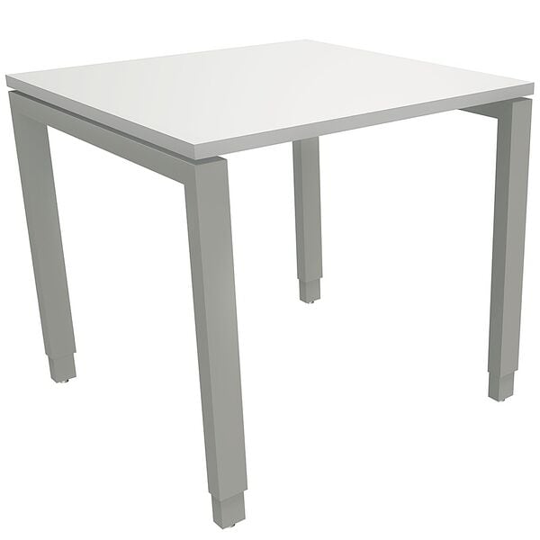 fm Büromöbel Manuell höhenverstellbarer Schreibtisch »Sidney« 80 cm 4-Fuß Rechteckrohr grau, 80x85x80 cm