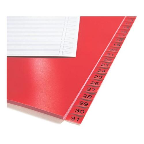 Kunststoffregister 1-31 A4 einfarbige Taben rot, OTTO Office, 22.5×29.7 cm