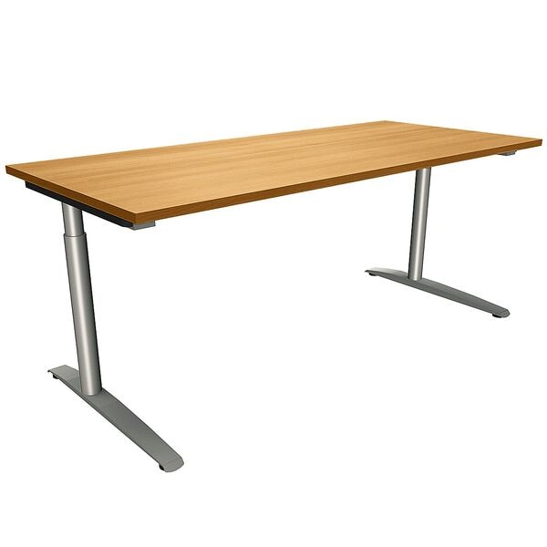 fm Büromöbel Manuell höhenverstellbarer Schreibtisch »Oldenburg« 180 cm C-Fuß Rundrohr braun, 180x85x80 cm Image