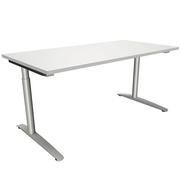 fm Büromöbel Manuell höhenverstellbarer Schreibtisch »Oldenburg« 160 cm C-Fuß Rundrohr grau, 160x85x80 cm