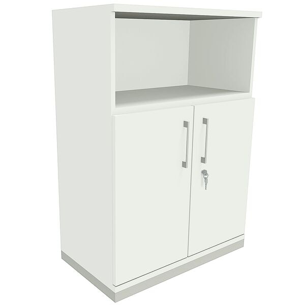 fm Büromöbel Kombischrank »Oldenburg« 3 OH 1 offenes Fach 2 Türen weiß, 80x113.3x44.2 cm Image