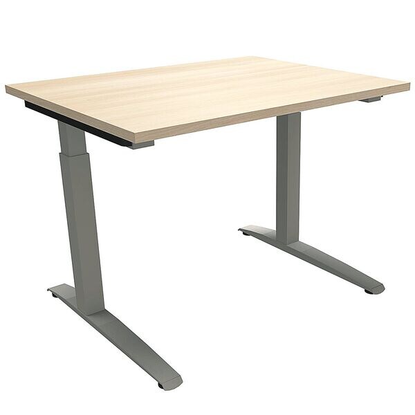 fm Büromöbel Manuell höhenverstellbarer Schreibtisch »Sidney« 100 cm C-Fuß Quadratrohr braun, 100x85x80 cm