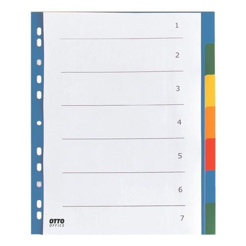 Kunststoffregister 7-teilig blanko A4 Maxi mehrfarbig, OTTO Office, 24.5×29.7 cm