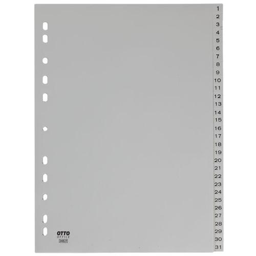 Kunststoffregister 1-31 A4 grau, OTTO Office, 22.5×29.7 cm