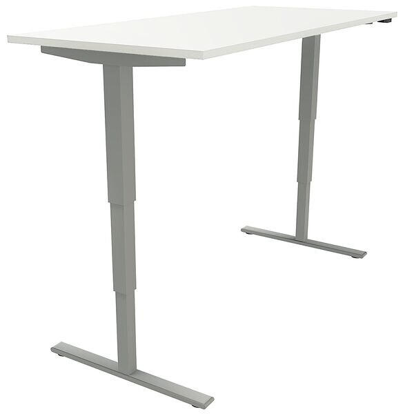 fm Büromöbel Elektrisch höhenverstellbarer Schreibtisch »Oldenburg« 180 cm PP-Laserkanten weiß, 180x128 cm