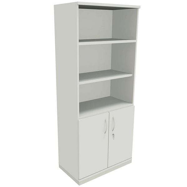 fm Büromöbel Kombischrank »Sidney« 5 OH 3 offene Fächer 2 Türen grau, 80x186.9x44.2 cm Image