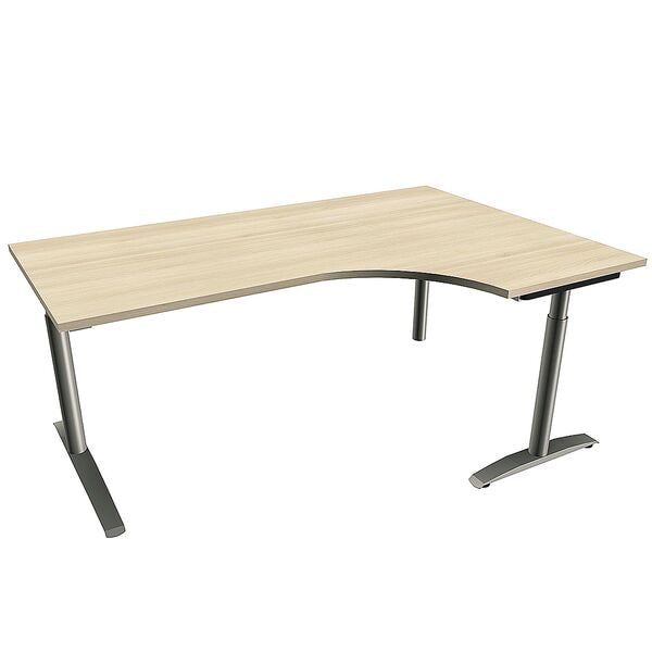 fm Büromöbel Manuell höhenverstellbarer Winkelschreibtisch rechts »Sidney« 180 cm C-Fuß Rundr braun, 180x85x80 cm