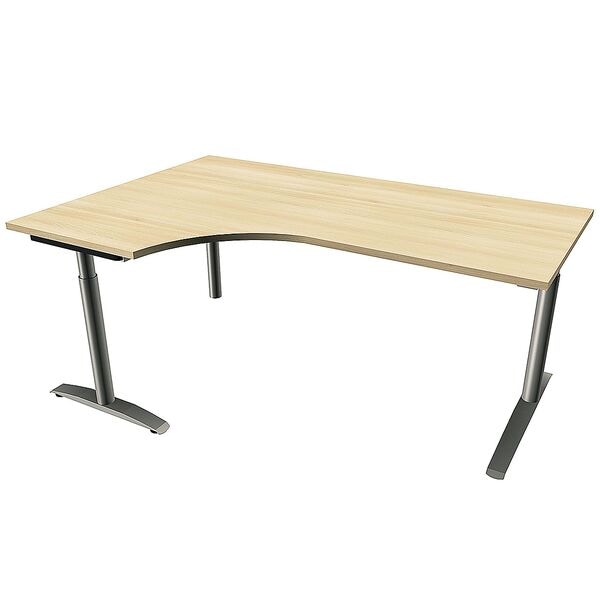 fm Büromöbel Winkelschreibtisch links »Oldenburg« 180 cm breit 65-85 cm hoch Rundrohr königsahorn, 180x85x80 cm