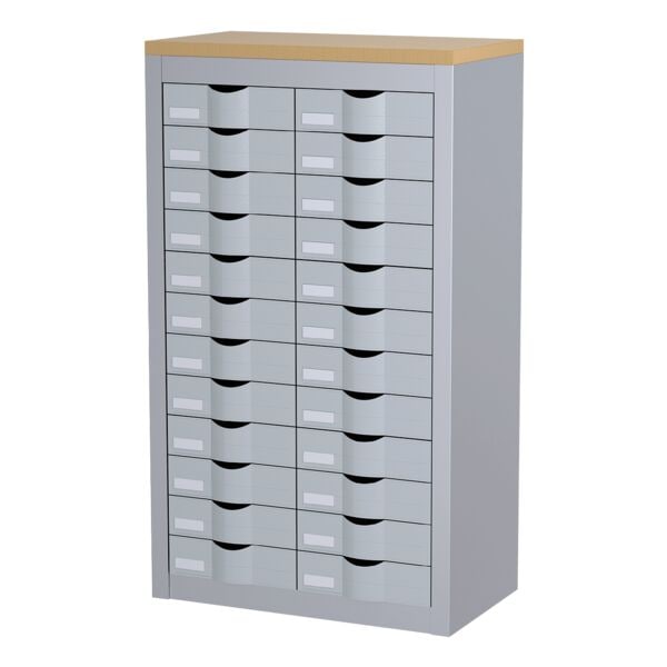 Paperflow Schubladenschrank - 12 Reihen je 2 Schübe silber, 60.5x106.5x33.5 cm