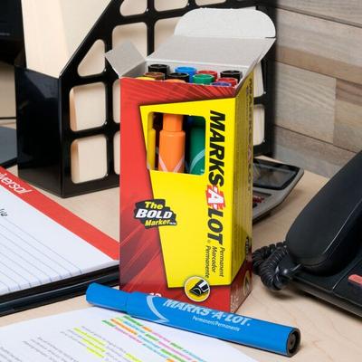 Avery® 24800 Marks-A-Lot Large Chisel Tip Desk Style Permanent Marker, Color Assortment - 12/Pack