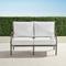 Carlisle Loveseat with Cushions in Slate Aluminum - Sunbrella Rain, Rain Resort Stripe Cobalt - Frontgate