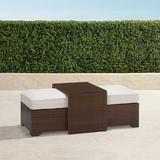 Palermo Coffee Table with Nesting Ottomans in Bronze Finish - Rain Sailcloth Salt, Standard - Frontgate