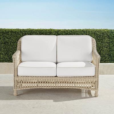 Hampton Loveseat in Ivory Wicker - Standard, Rain Indigo - Frontgate