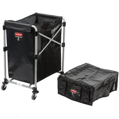 Rubbermaid® Laundry Cart, 4 Bushel Collapsible X-Cart with Black Cover