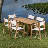 Odyssey 7pc Folding Teak Table and Stainless Steel Director Chairs