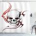 Ambesonne Tattoo Scary Fierce & Wild Skull w/ Flames Tribal Artistic Tattoo Image Shower Curtain Set Polyester | 75 H x 69 W in | Wayfair