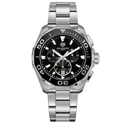 TAG Heuer Men's Aquaracer 43mm Steel Bracelet & Case Quartz Black Dial Analog Watch CAY111A.BA0927