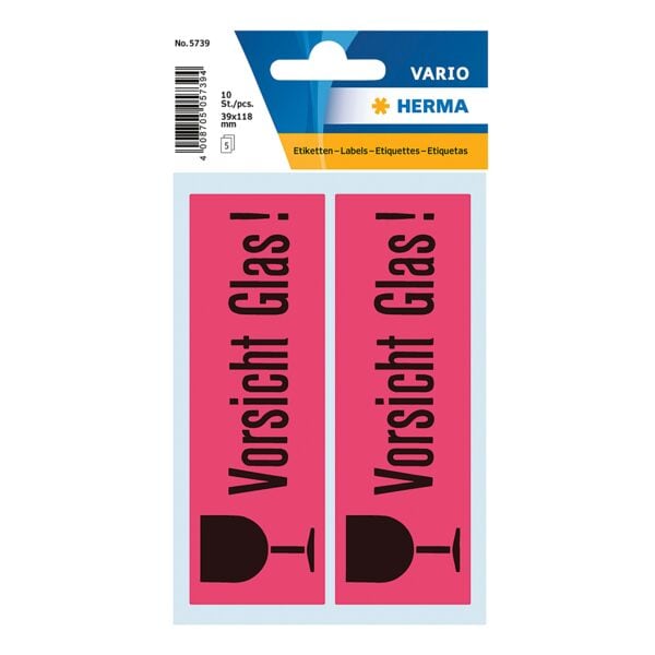 Herma Verpackungsetiketten »Vorsicht Glas« weiß Image
