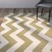 Green/White 31 x 0.25 in Area Rug - Wade Logan® Arneshia Chevron Indoor/Outdoor Area Rug in Green/Beige | 31 W x 0.25 D in | Wayfair