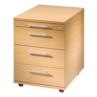 HAMMERBACHER Rollcontainer »O-Line« 1 Utensilo, 3 Schübe mit klassischen Schubladen braun, 42.8x59x58 cm