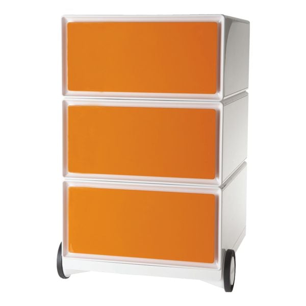 easyOffice Rollcontainer 3 Schübe orange, 39x64.2x43.6 cm