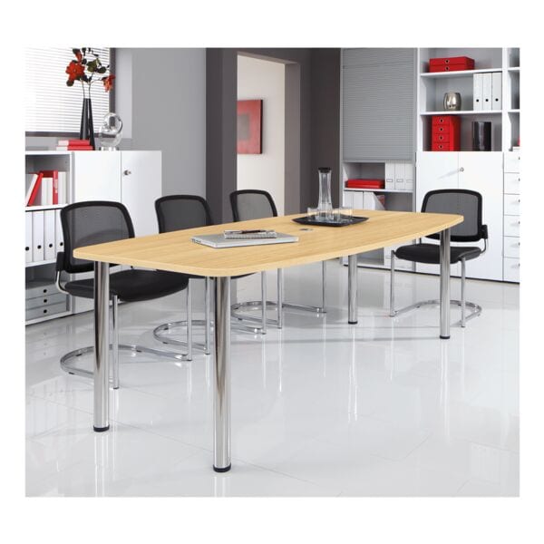 HAMMERBACHER Konferenztisch KT22C »Chicago« bis 8 Personen in Tonnenform mit Tischbeinen braun, 220 cm Image