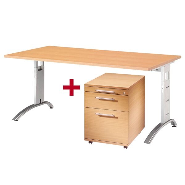 OTTO Office Premium Möbel-Set »Otto Office Line II« 2-teilig, Schreibtisch mit C-Fuß braun Image